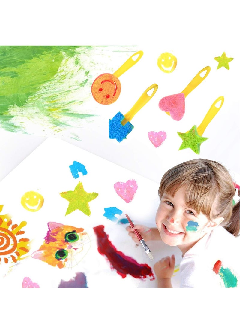 الإسفنج فرشاة عدة عدة فرشاة الرسم للأطفال في وقت مبكر ديي التعلم بما في ذلك رغوة فرشاة نمط مجموعة فرشاة للماء مئزر 52 قطعة - Image 4