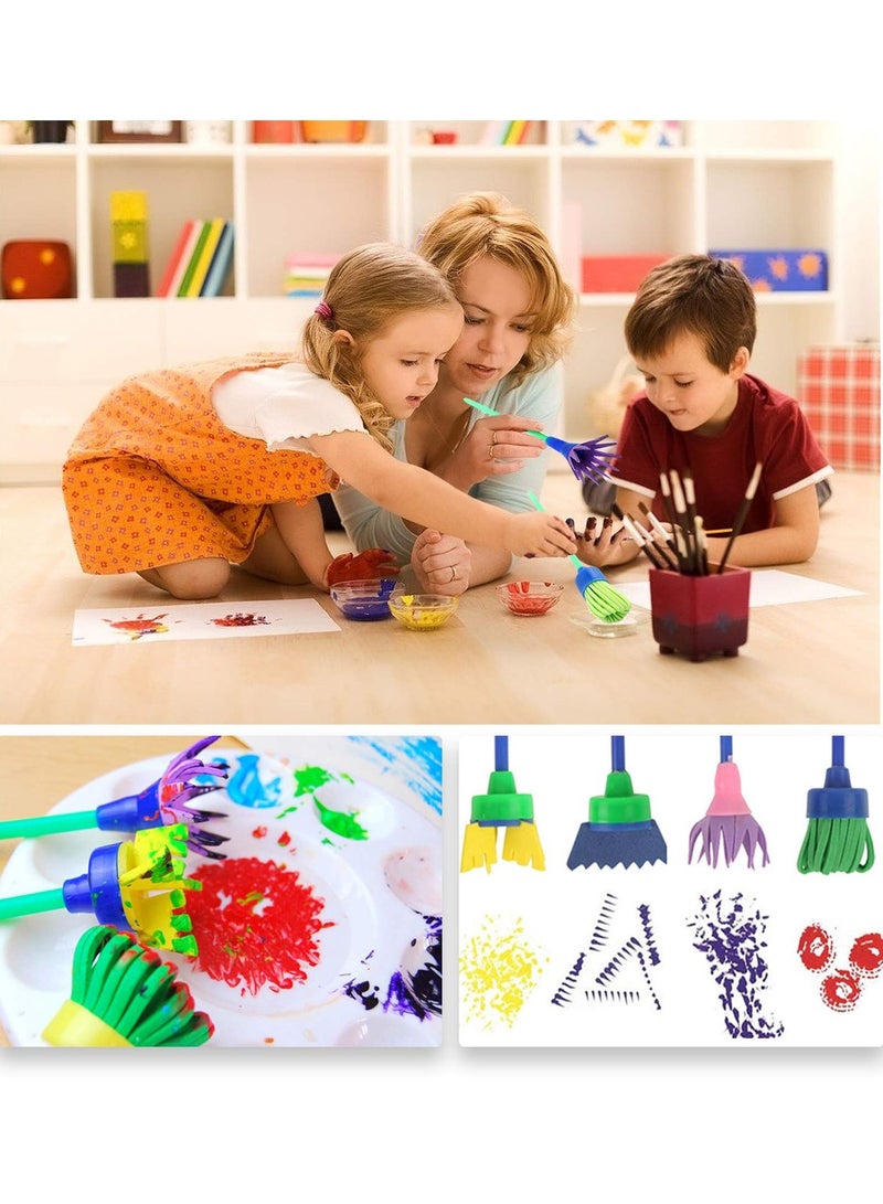 الإسفنج فرشاة عدة عدة فرشاة الرسم للأطفال في وقت مبكر ديي التعلم بما في ذلك رغوة فرشاة نمط مجموعة فرشاة للماء مئزر 52 قطعة - Image 2