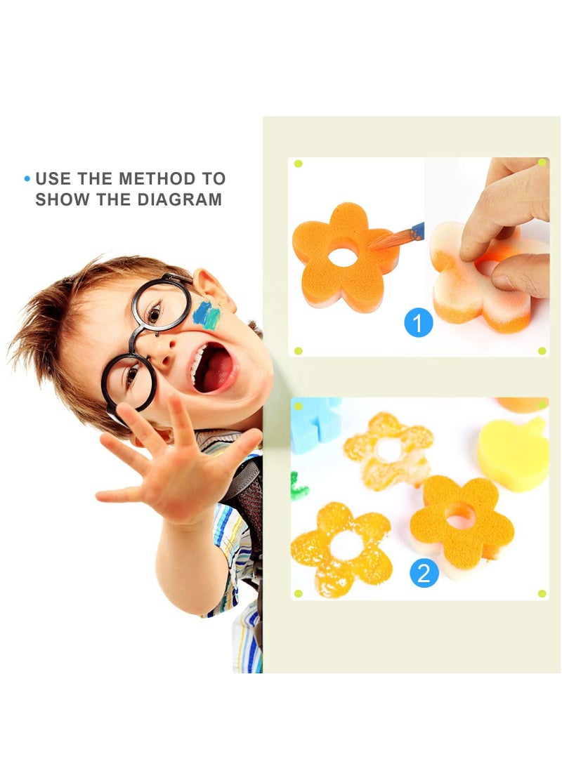 الإسفنج فرشاة عدة عدة فرشاة الرسم للأطفال في وقت مبكر ديي التعلم بما في ذلك رغوة فرشاة نمط مجموعة فرشاة للماء مئزر 52 قطعة - Image 5