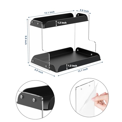 VAEHOLD 2-Tier Acrylic Bathroom Organizer - Vanity, Perfume, Spice Rack, Makeup Storage Shelf for Bathroom, Bedroom, Kitchen, Living Room, and Dressing Table (Black) - Image 5