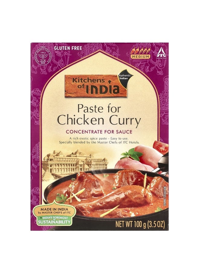 Kitchens of INDIA Kitchens of India, Paste For Chicken Curry, Concentrate For Sauce, Medium, 3.5 oz (100 g)  - Image 1