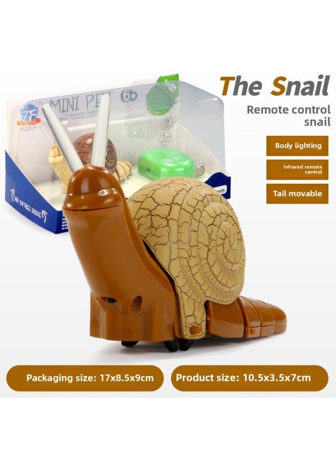 Simulation Infrared Remote Control Small Snail 7701 Trick Insects With Lights Electric Children's Model Toys-Color:HS-7701 Desert Ash  - Image 1