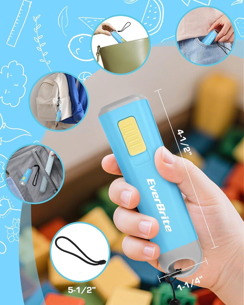 EverBrite Small Flashlight, Mini LED Flashlight, Plastic Torch Use for Emergencies, Camping, Outdoor with Lanyard 3AAA Battery Included, Blue - Image 4