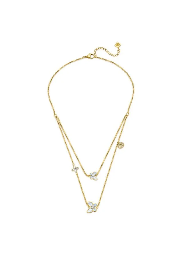 CERRUTI 1881 Mariposa.2 Gold Plated with Blue MOP Necklace, Earrings and Bracelet Set Box for Womens