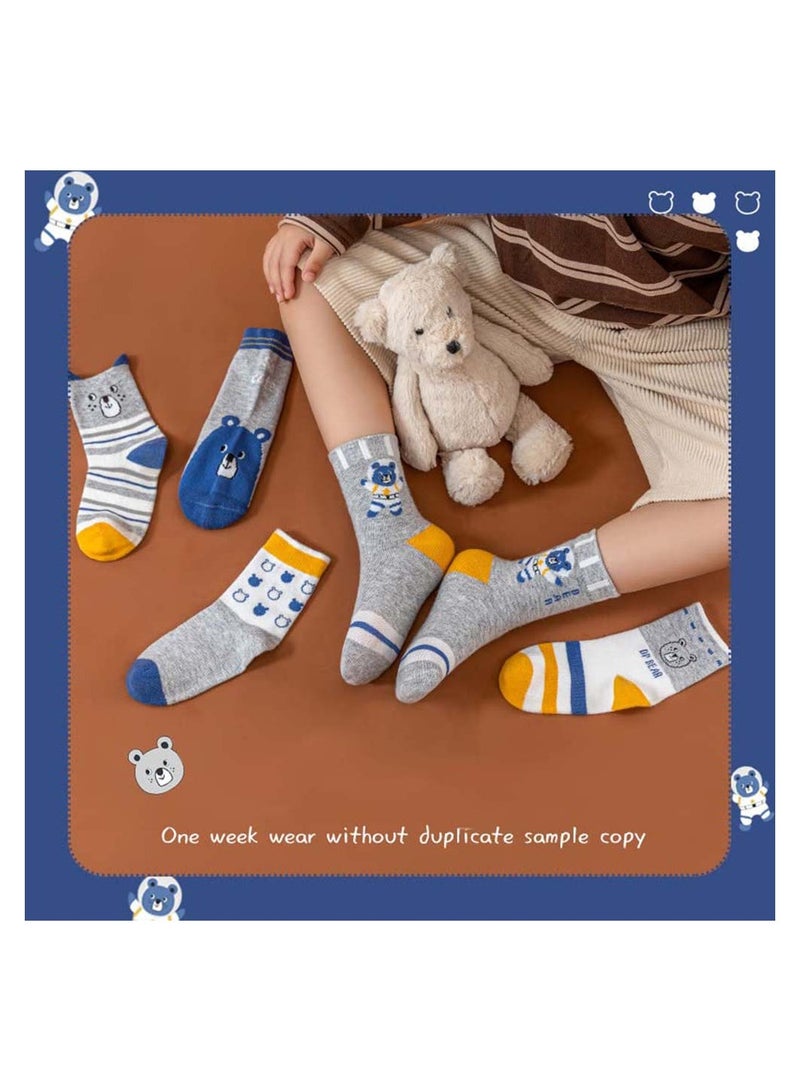 SYOSI 10 Pairs Socks Kids Boys Girls Wicking Cushion Crew Socks Kids Hiking Walking Socks Novelty Colorful Tiger Animal Cartoon Dinosaur Cotton Crew Socks for Babies Toddlers Aged 3-5 M - Image 3