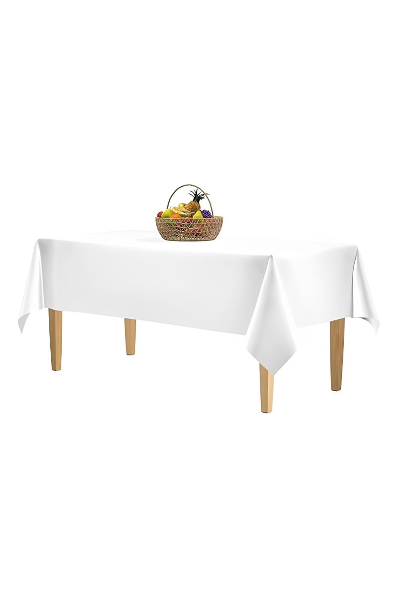 DELGREEN Disposable Table Cloth , 137 x 274cm Table Cloths for Parties, Decorative Tablecloths for Rectangle Tables, White Plastic Table Cover, Leakproof and Sturdy - Image 1