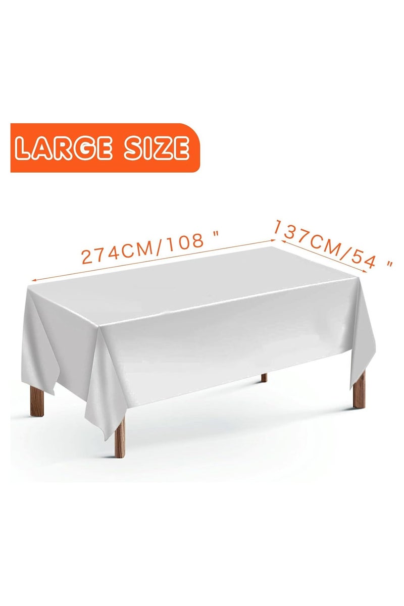 DELGREEN Disposable Table Cloth , 137 x 274cm Table Cloths for Parties, Decorative Tablecloths for Rectangle Tables, White Plastic Table Cover, Leakproof and Sturdy - Image 2