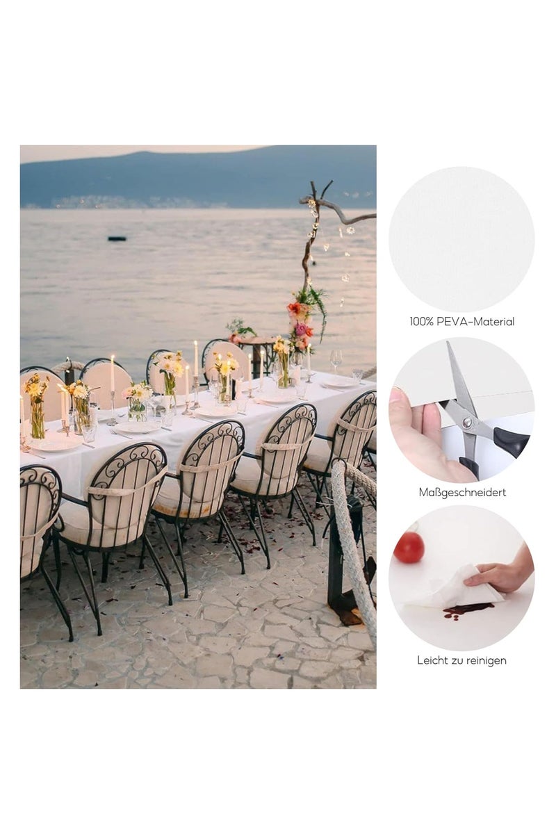 DELGREEN Disposable Table Cloth , 137 x 274cm Table Cloths for Parties, Decorative Tablecloths for Rectangle Tables, White Plastic Table Cover, Leakproof and Sturdy - Image 4