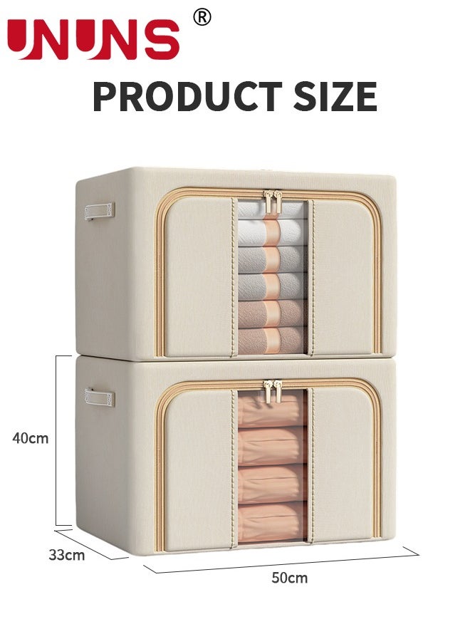 Foldable Clothes Box,2-Piece Oxford Fabric Closet Organizer Bag Set With Carry Handles And Clear Window,66L Large Capacity Steel Frame Storage Bins For Bedding Blankets Toys Gift,50x40x33cm - pzsku/Z009F7EE7AEBD6B1C0E47Z/45/_/1716273696/4e96b147-1e3f-4dc8-83c2-029d50415061