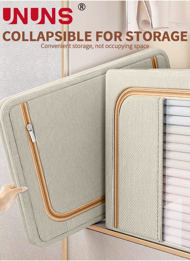 Foldable Clothes Box,2-Piece Oxford Fabric Closet Organizer Bag Set With Carry Handles And Clear Window,66L Large Capacity Steel Frame Storage Bins For Bedding Blankets Toys Gift,50x40x33cm - pzsku/Z009F7EE7AEBD6B1C0E47Z/45/_/1716273698/1970a23b-db33-44b3-8cea-1e810d43ae71