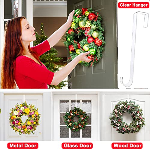 GREAZONE Wreath Hangers for Front Door,12" Clear Wreath Door Hanger,2 Pack Wreath Hanger Non Scratch Over The Door Hooks Easter Christmas Decorations Indoor Outdoor,Welcome Sign for Front Door Decor - Image 2