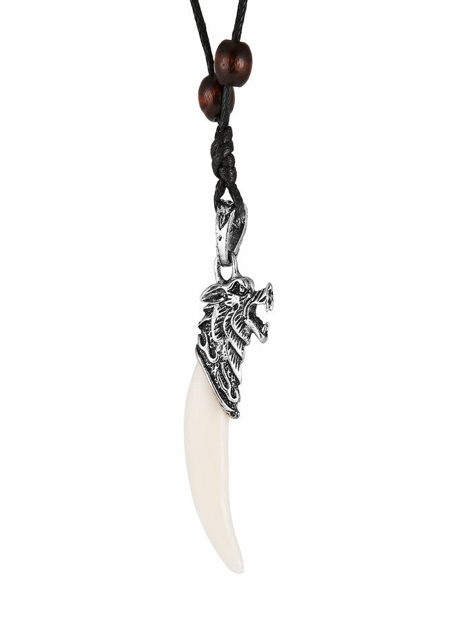 STWTR Wolf Headband Teeth Viking Necklace Indiana Teeth Tribe Jewelry Pendant Necklace - Image 1