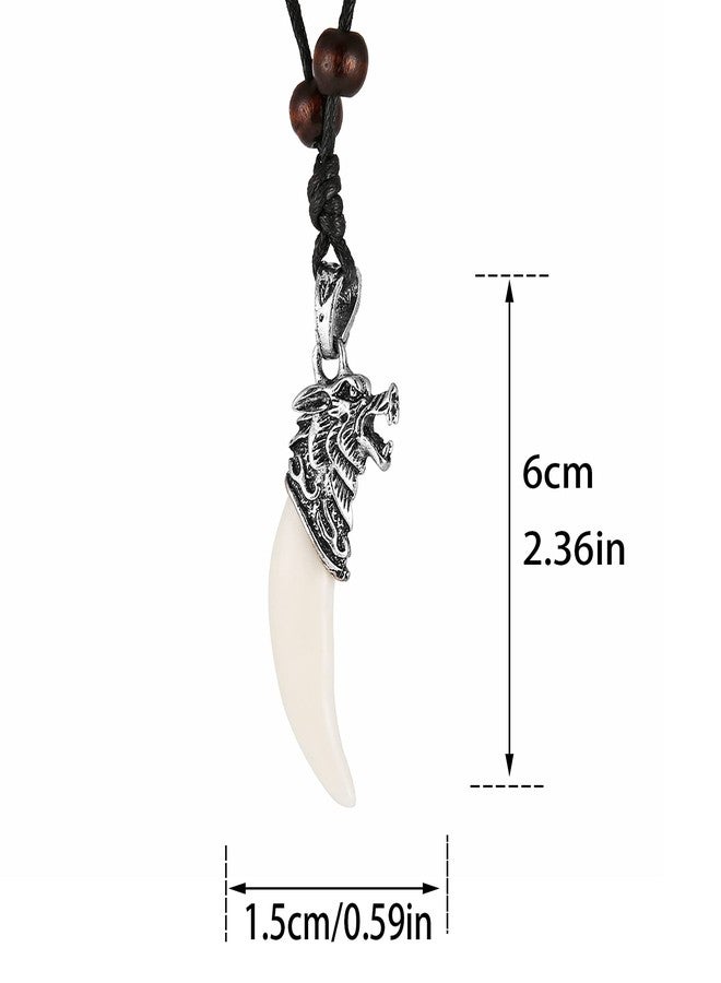 STWTR Wolf Headband Teeth Viking Necklace Indiana Teeth Tribe Jewelry Pendant Necklace - Image 2
