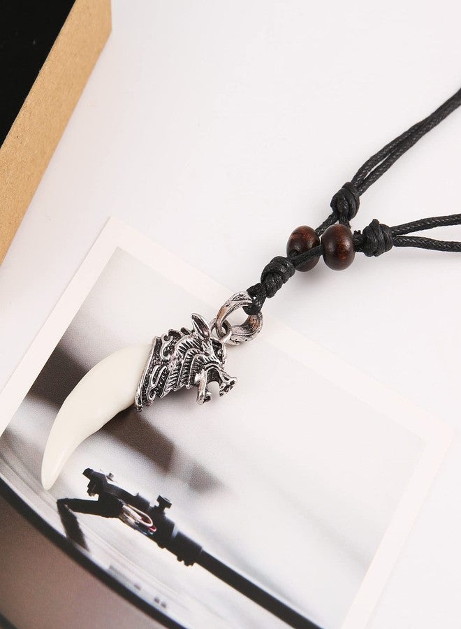 STWTR Wolf Headband Teeth Viking Necklace Indiana Teeth Tribe Jewelry Pendant Necklace - Image 4