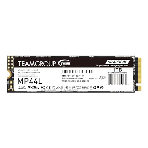 TEAMGROUP MP44L 1TB SLC Cache NVMe 14 PCIe Gen 4x4 M2 2280 LaptopDesktop SSD RW Speed up to 50004500MBs TM8FPK001T0C101 - Image 1