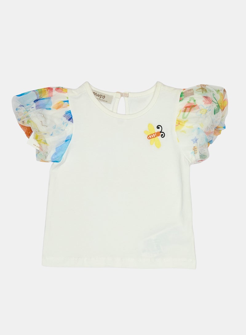 Panco Baby Girls PLAYGROUND T-Shirt with Tulle Sleeves - Image 1