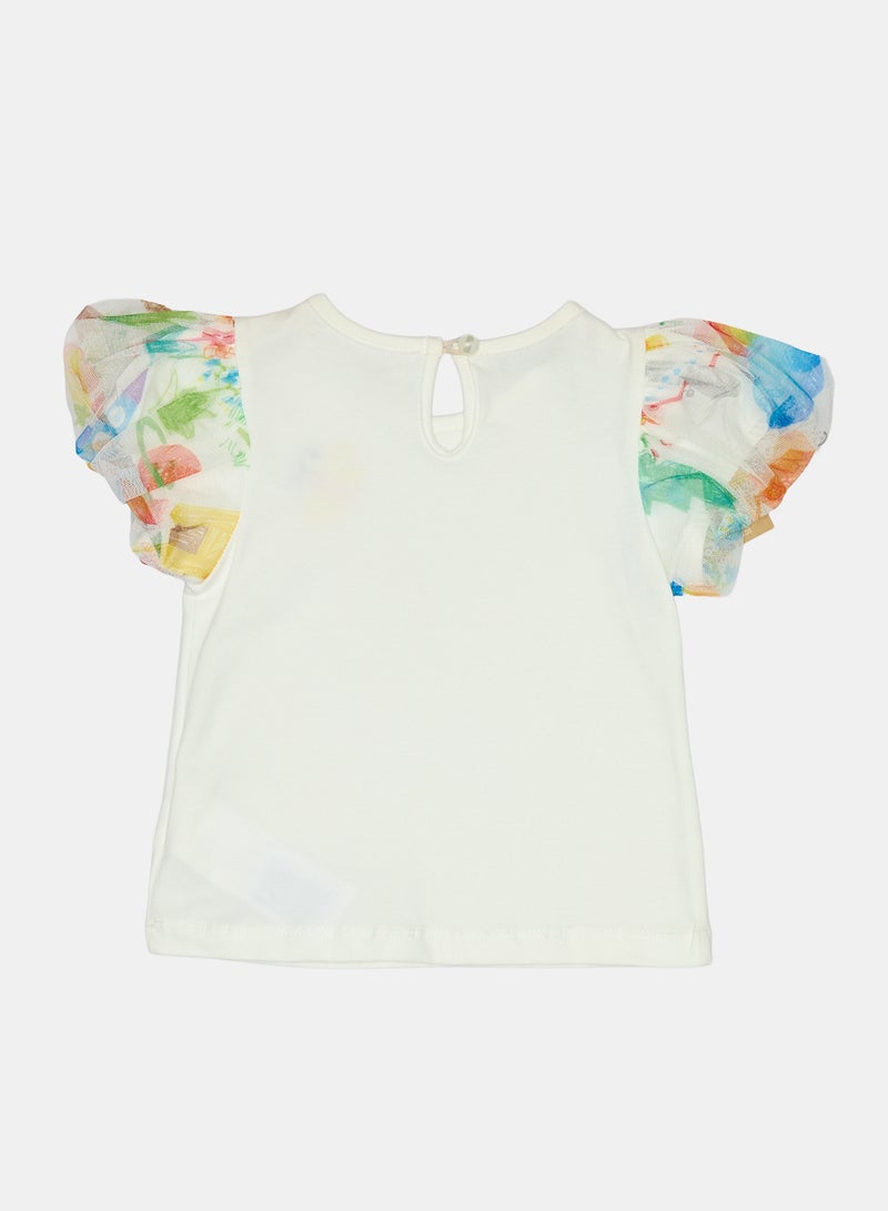 Panco Baby Girls PLAYGROUND T-Shirt with Tulle Sleeves - Image 2