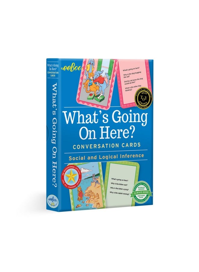 eeboo eeBoo: What's Going on Here? Conversation Flashcards, Develops Empathy Through Friendly Illustrations of Social Situations, Develop Social and Emotional Intelligence, for Ages 3 and up  - Image 1