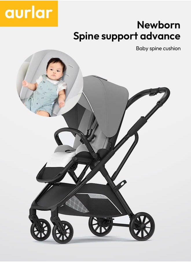 Generic Luxury 3-in-1 Baby Stroller with One-Hand Foldable Design, High Landscape, Dual-Facing Push, and Enlarged Sleeping Basket, Perfect for Travel  - Image 5