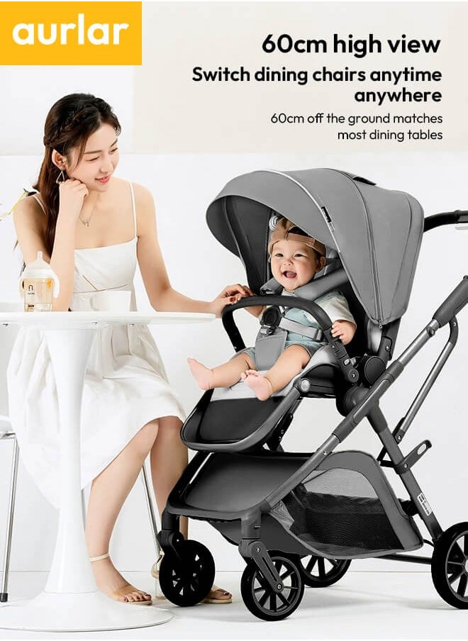 Generic Luxury 3-in-1 Baby Stroller with One-Hand Foldable Design, High Landscape, Dual-Facing Push, and Enlarged Sleeping Basket, Perfect for Travel  - Image 2