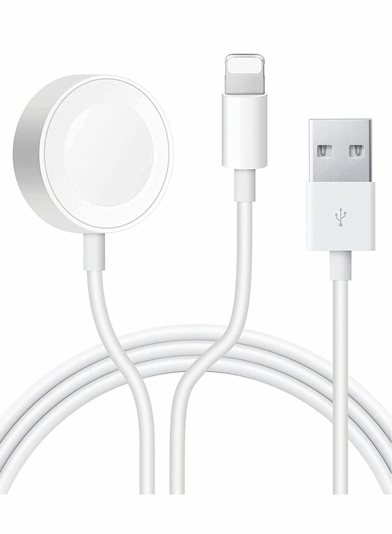 Captaintech Watch Charger Update Version Smart iWatch Wireless USB 6.5 ft/2 m Charging Cable for Apple Series SE/7/6/5/4/3/2/1 Phone 12/11/Pro/Max/XR/XS/XS Max/X Pad Series, White - Image 1