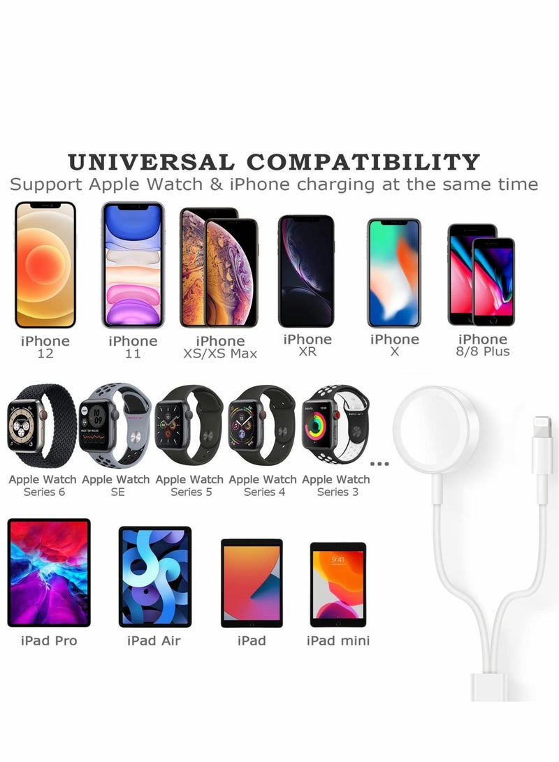 Captaintech Watch Charger Update Version Smart iWatch Wireless USB 6.5 ft/2 m Charging Cable for Apple Series SE/7/6/5/4/3/2/1 Phone 12/11/Pro/Max/XR/XS/XS Max/X Pad Series, White - Image 2