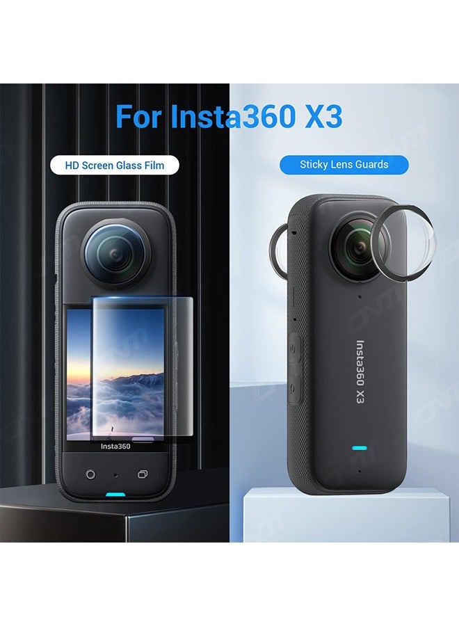 O Ozone Sticky Lens Guards Protector + Flexible Soft Film Screen Protector for Insta360 One X3 Accessories LCD Tempered Glass Panoramic Cameras Accessories - Image 3