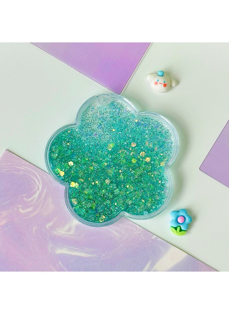 Large Quicksand Guka Brick Acrylic Keychain Green [Flower] with bead chain 
