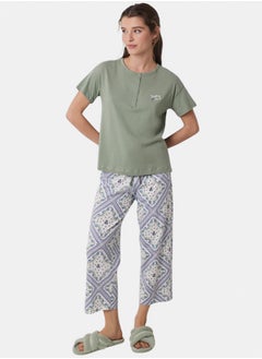 women'secret Cotton Pajamas With Scarf Print  - Image 1