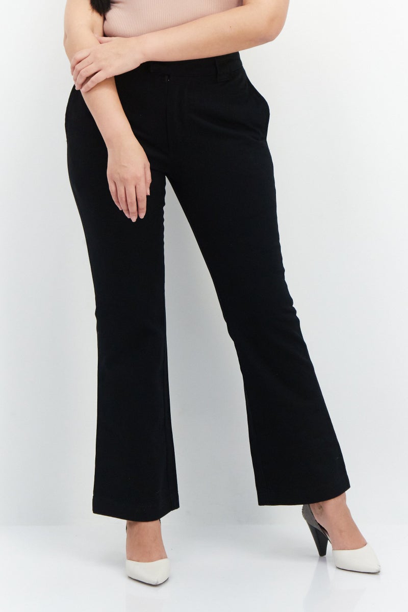 X-Girl Women Regular Fit Straight Leg Plain Pants, Black - Image 1