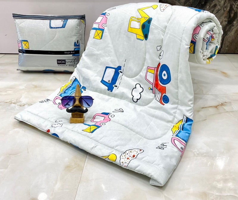 Blenzza Deco™ Glace Cotton Single Bed Reversible Babies 1 Kids Comforter & 1 Single Flat Bed Sheet with 1 Pillow Cover (Design 13) (0 to 8 Years) - Image 1