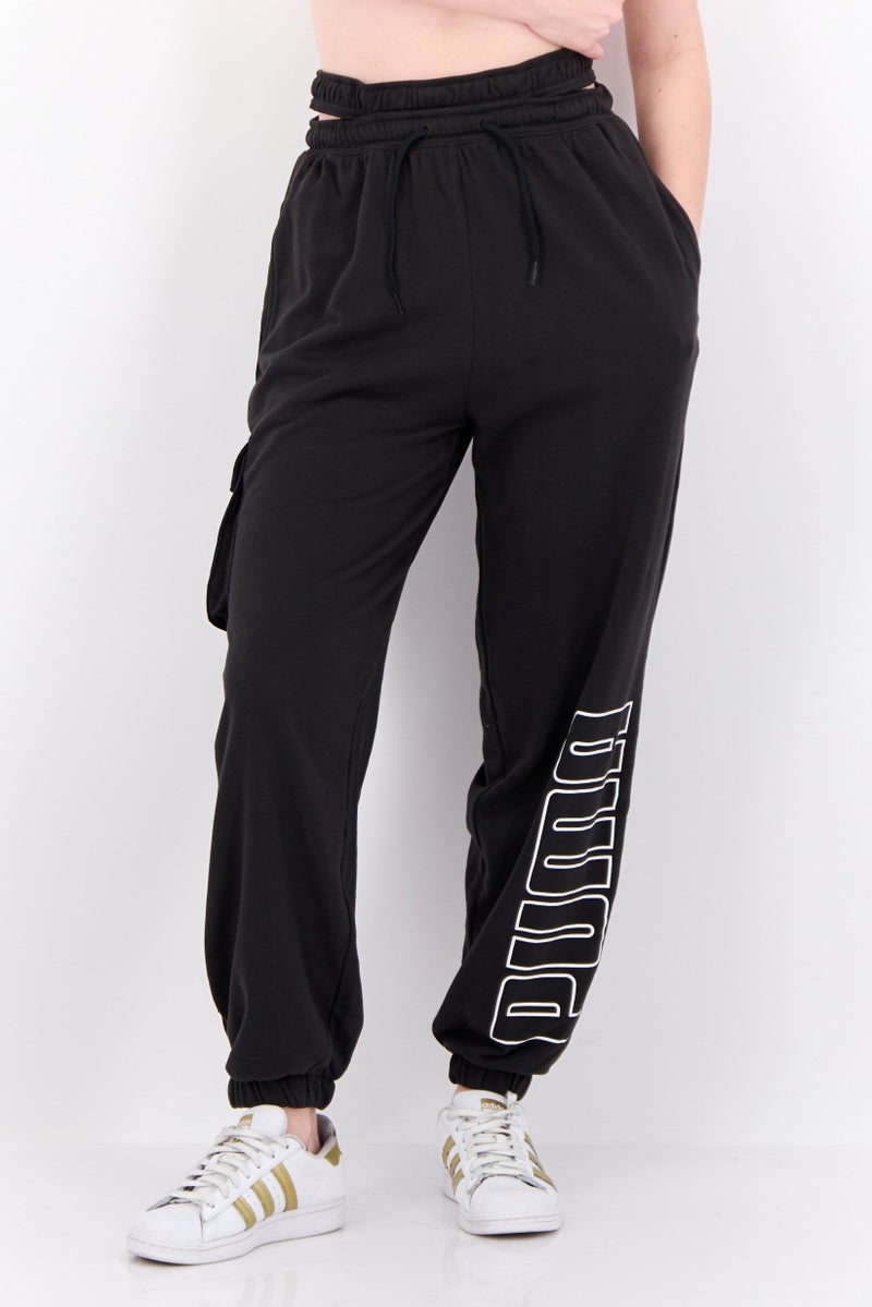 PUMA Women Sportswear Fit Training Sweatpants, Washed Black/White - Image 1