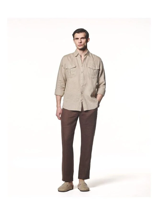 Liwali 100% Linen Double Pocket Shirt.