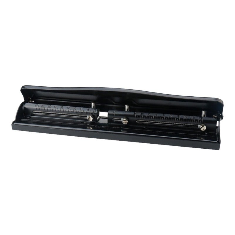 3 Hole Punch Metal Structure Adjustable Spacing 7mm Punching Diameter Manual Puncher - Non Slip Pad Base 3 Hole Paper Punch for Office - Image 2