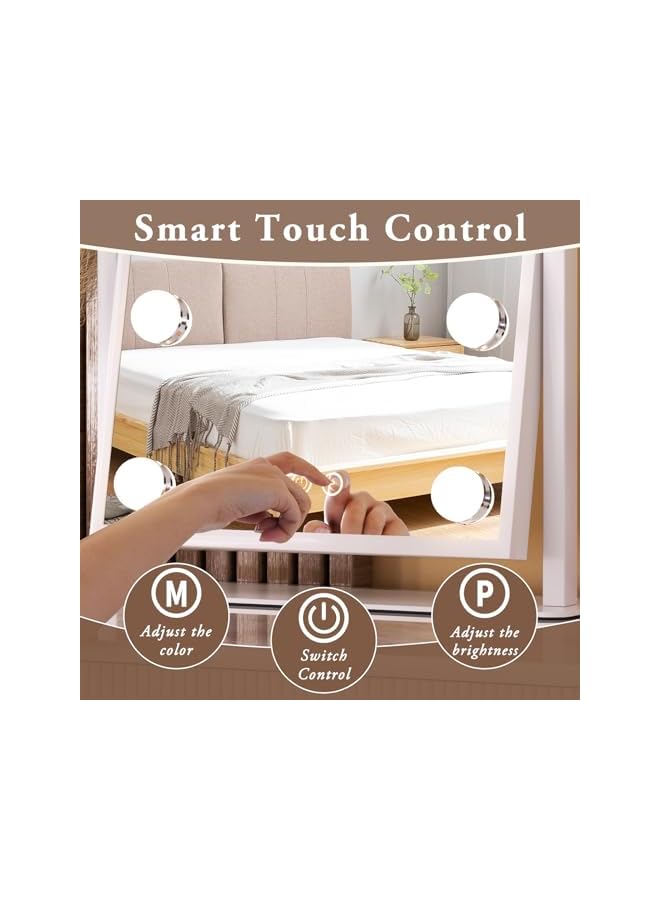 The Bros Vanity Mirror with Lights, Lighted Makeup Mirror Hollywood Vanity Mirror with 9 Dimmable Bulbs and 3 Color Lighting Modes, Smart Touch Control, 360°Rotation - Image 4