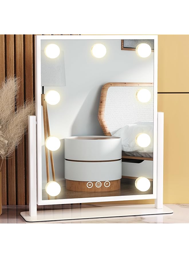 The Bros Vanity Mirror with Lights, Lighted Makeup Mirror Hollywood Vanity Mirror with 9 Dimmable Bulbs and 3 Color Lighting Modes, Smart Touch Control, 360°Rotation - Image 1