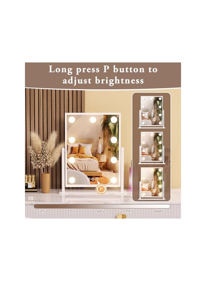 The Bros Vanity Mirror with Lights, Lighted Makeup Mirror Hollywood Vanity Mirror with 9 Dimmable Bulbs and 3 Color Lighting Modes, Smart Touch Control, 360°Rotation - Image 3