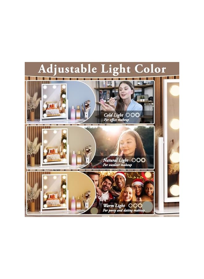 The Bros Vanity Mirror with Lights, Lighted Makeup Mirror Hollywood Vanity Mirror with 9 Dimmable Bulbs and 3 Color Lighting Modes, Smart Touch Control, 360°Rotation - Image 2