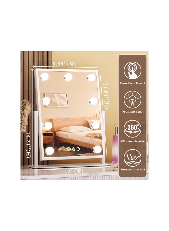 The Bros Vanity Mirror with Lights, Lighted Makeup Mirror Hollywood Vanity Mirror with 9 Dimmable Bulbs and 3 Color Lighting Modes, Smart Touch Control, 360°Rotation - Image 5