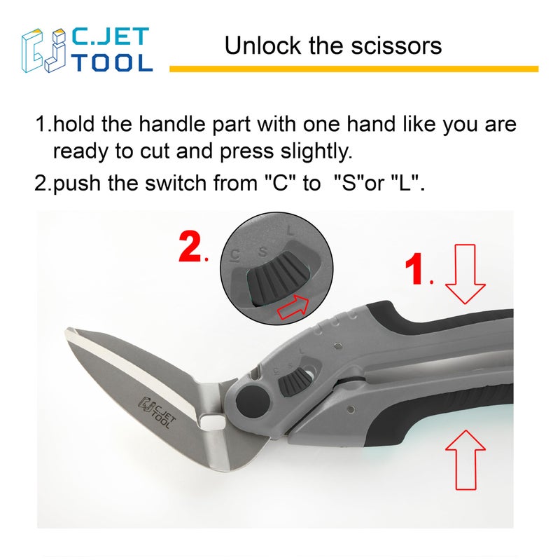C.JET TOOL 10" Heavy Duty Scissors, Carpet Cutter, Industrial Scissors, Multipurpose, Scissors for Carpet, Cardboard, Leather, Pruning, Gardening, Professional Soft Grip Stainless Steel (Black) - Image 2