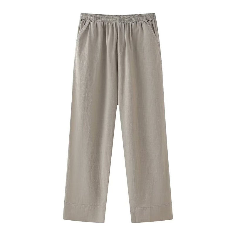 Amazon womens wholesale 2024 new double placket comfortable linen kimono pants suit women khaki Trousers