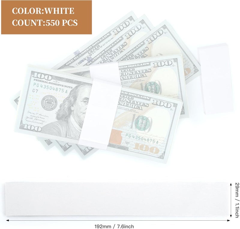 Paquete de  bandas de dinero en blanco, color blanco natural, correas autoadhesivas para monedas, envoltorios de billetes, organizador de efectivo - Image 3
