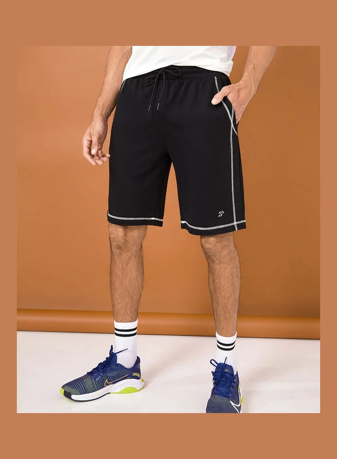 Styli Active Knitted 9inch Shorts with Contrast Stitch Detail