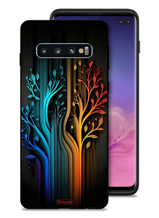 Tolwak Samsung Galaxy S10 Plus Protective Case Cover Tree Leaves Art - Image 1