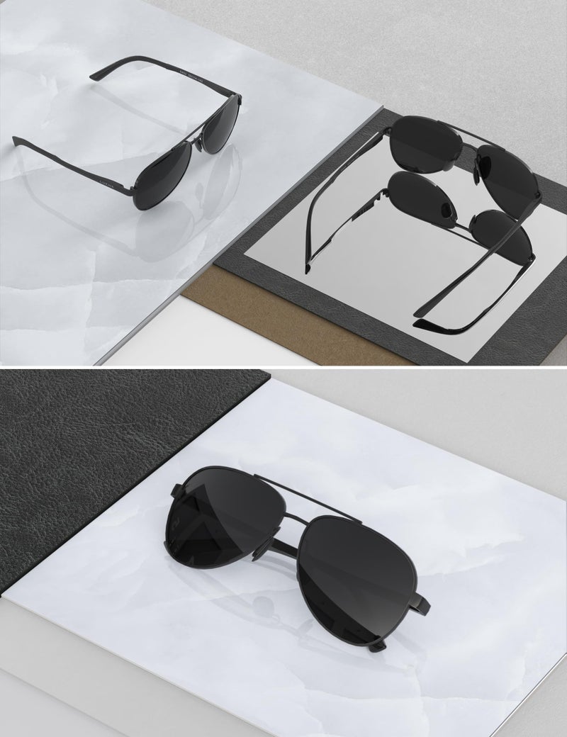 LUENX Aviator Sunglasses for Men Women Polarized-Stylish Shades Non Mirror UV400 Protection Driving Outdoor Activities 59 MM(All Black) - Image 3