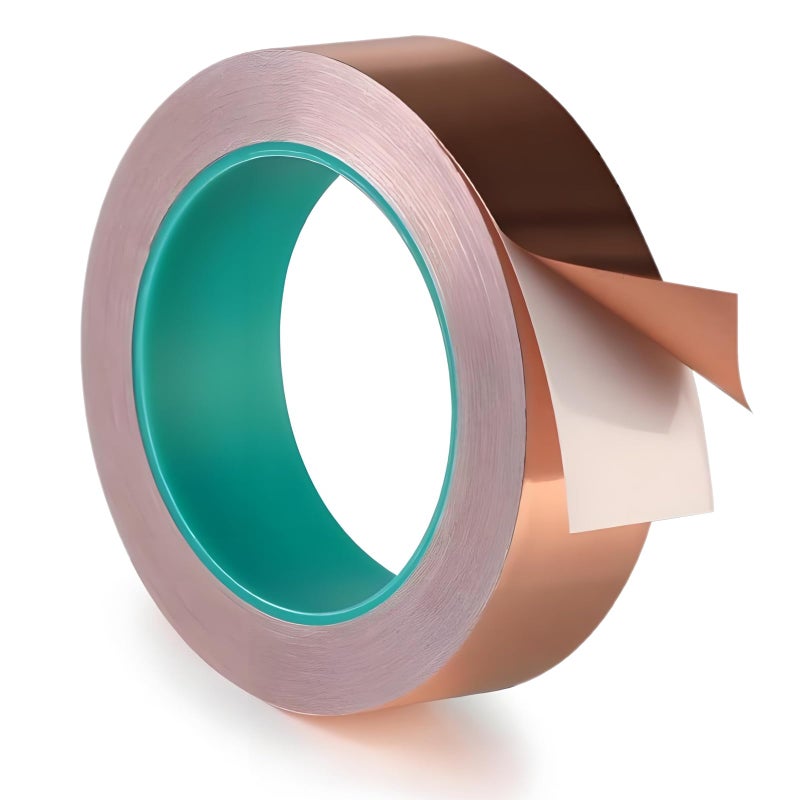 ANGKEEL Copper Tape 1Inch x 50 Feet Double Conductive Metal Foil Adhesive Tape for EMI/RFI Shielding, DIY Crafts, Grounding, Stained Glass, Garden, Solder Paper Circuit, Guitar Interference Shield, Duct Wrap - Image 1