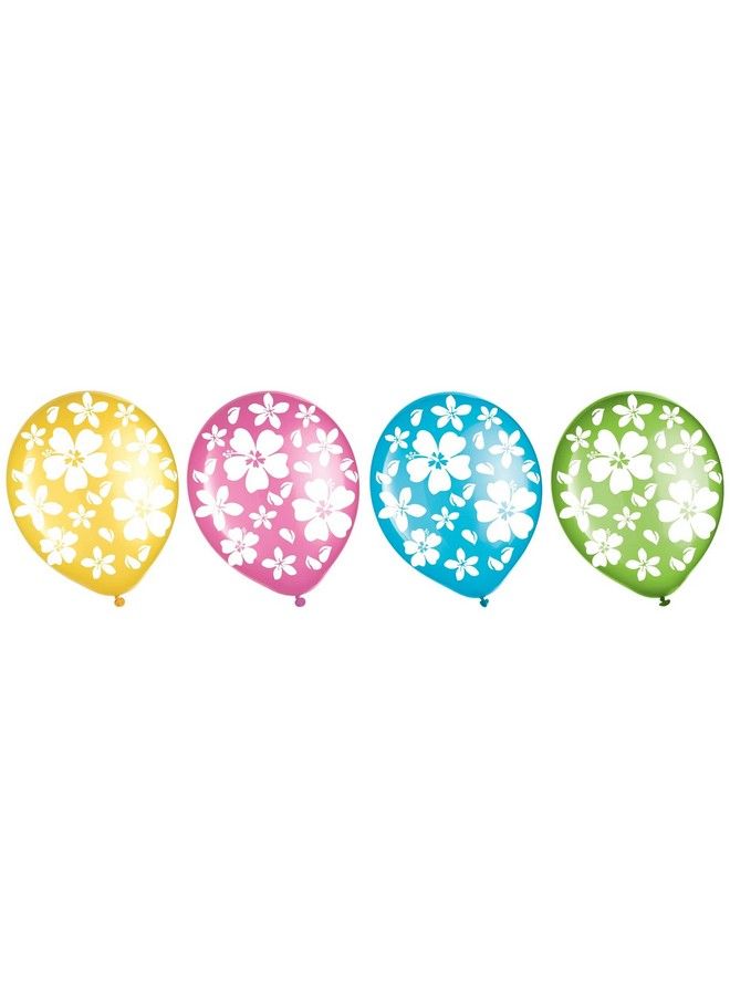 Amscan Hibiscus Printed Latex Balloons 12" Assorted Colors 15 Pcs - Image 2
