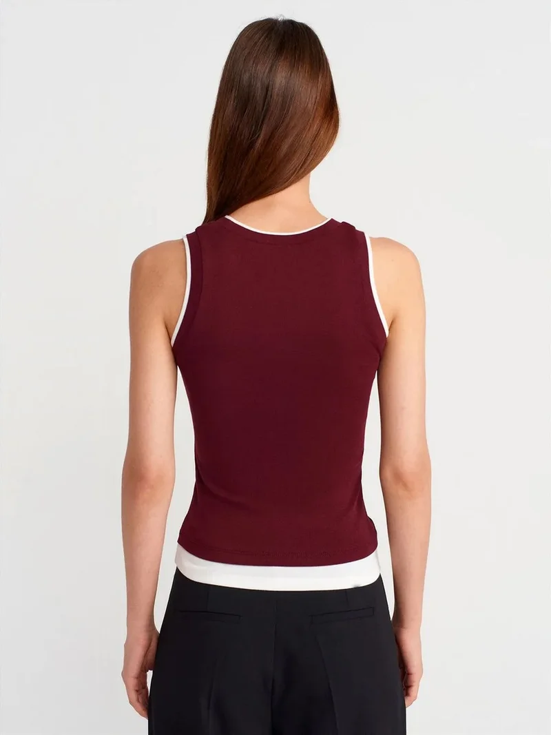 Dilvin Dilvin Sleeveless Ribbed Cotton Blouse