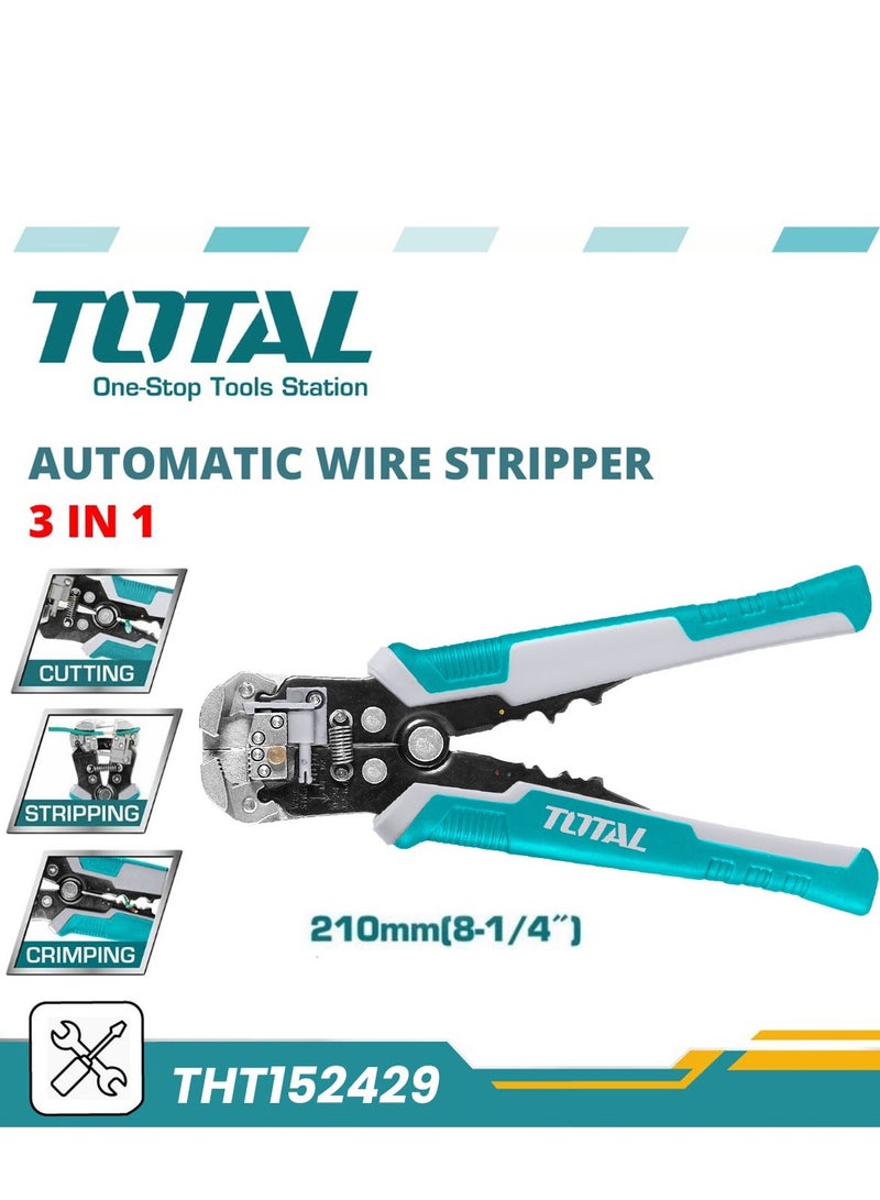 TOTAL THT152429 210mm Automatic Wire Stripper 3-in-1 Industrial Tool Non-Contact Voltage Detection NCV Cutting Stripping Crimping 10-24AWG Insulated Non-Insulated Terminals Multipurpose Electrical Pliers Copper Aluminum Wire Heavy Duty - Image 4