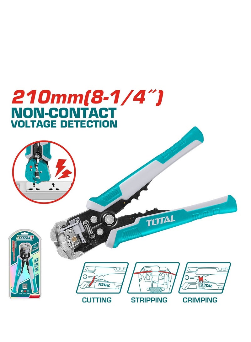 TOTAL THT152429 210mm Automatic Wire Stripper 3-in-1 Industrial Tool Non-Contact Voltage Detection NCV Cutting Stripping Crimping 10-24AWG Insulated Non-Insulated Terminals Multipurpose Electrical Pliers Copper Aluminum Wire Heavy Duty - Image 3